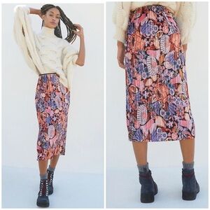 Anthropologie Maeve Tilda velvet pleated midi skirt S